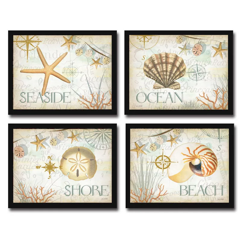 cotton no frame pastoral still life starfish shells canvas printings oil painting printed on cotton wall art decoration pictures