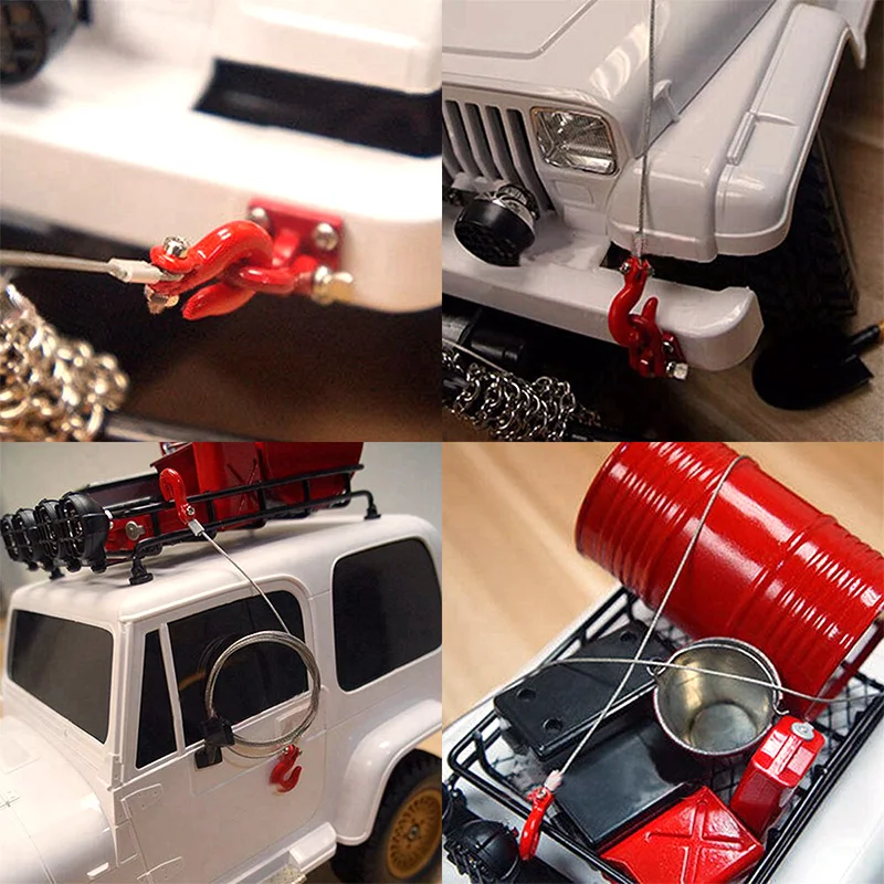 ラジコンカー用ロープ,1/10 rcロッククローラー用釣り竿チェーン,rx4アキシャルscx10 90046 rc4wd d90 tf2タミヤcc01