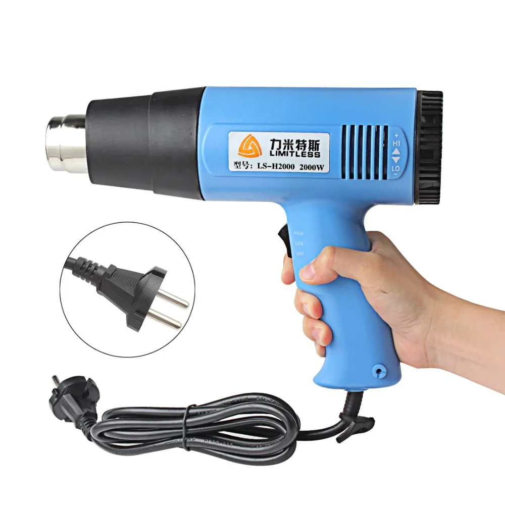 

EU Plug Professional 2000W AC 220V 60 ~ 650 Degrees Centigrade Adjustable Warm Electronic Heat Gun Hot Air Gun Hand-Hold