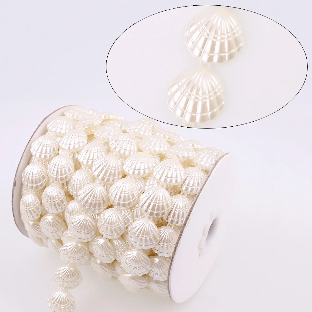 9 Meters 17mm Shell Shape Plastic Pearls Chain Connection Beads For DIY Wedding Party Decoration Parlor Bead Curtain