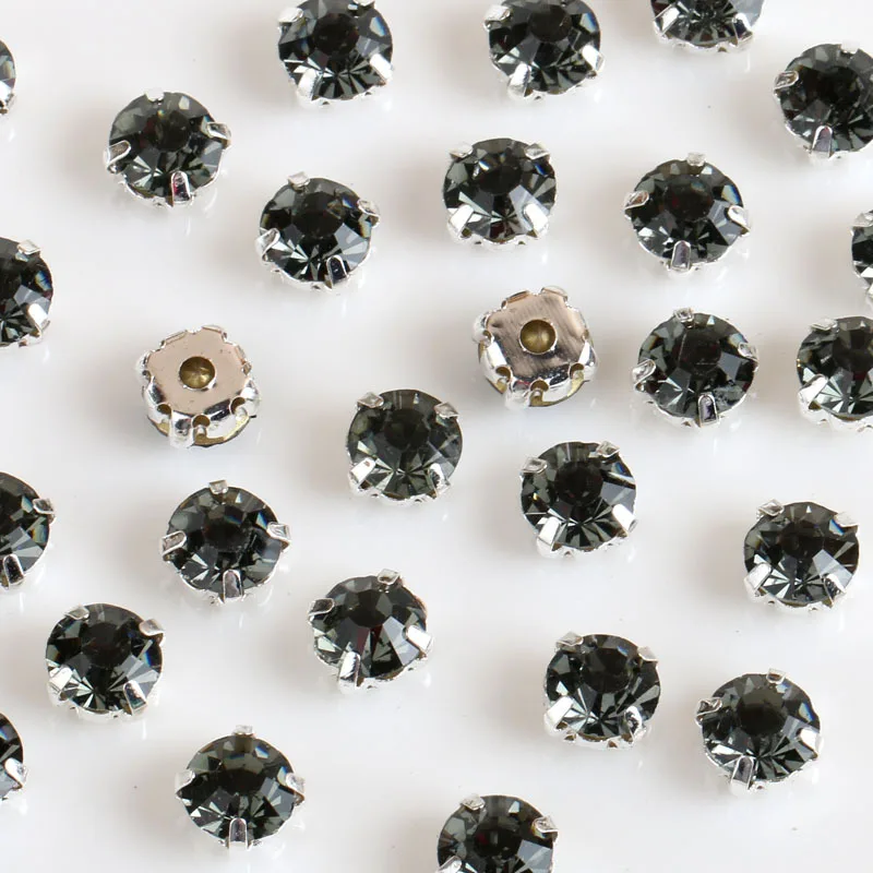 Crystal Glass 3mm Round Sew-on Rhinestones silver Bottom DIY Women\'s Dresses 200pcs/piece