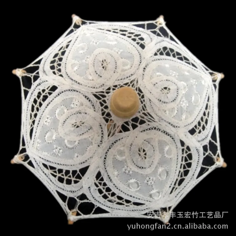 Vintage White Lace Umbrella for Wedding  Bridal  Bamboo  Lace Parasols  Small  Hot Sale