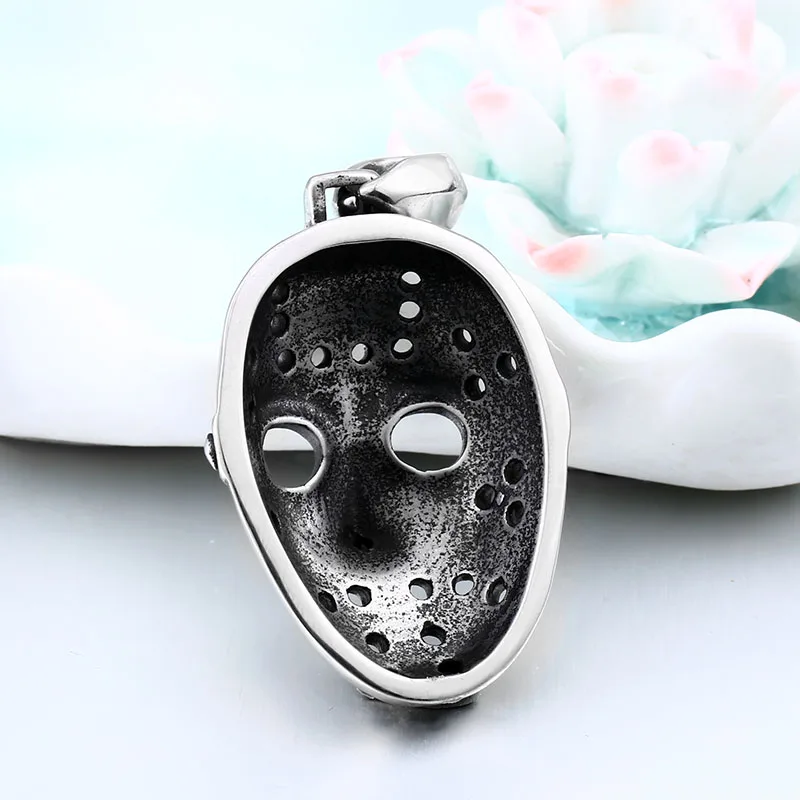 Steel soldier Halloween pendant Masquerade Mask jason Voorhees stainless steel chain men punk Hockey charms jewelry