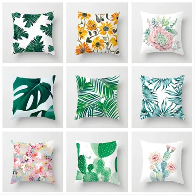 Green Tropical Plant Tree Leaves Decorative Throw Pillow Case 18 X 18 Inch(45*45CM)Cotton Linen