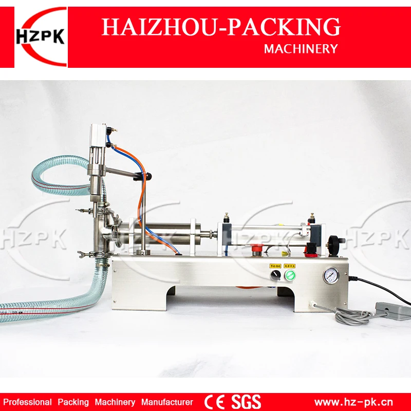 

HZPK Bottle Filler Tabletop Stainless Steel Liquid Filling Single Nozzle Small Packing Machine For Juice Water 30-300ml G1WYD300