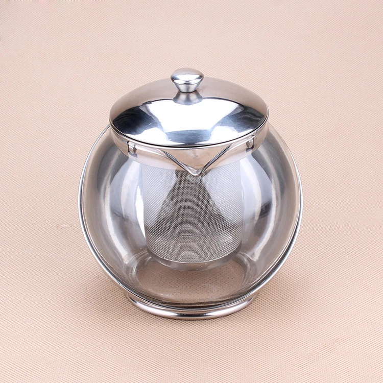 500ml New stainless steel Glass Spherical flower tea pot,Flower Tea Set Puer Kettle Coffee Teapot Convenient Infuser Office Home