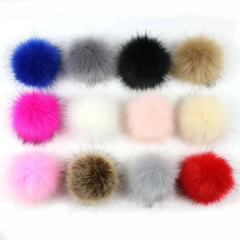 12pcs/lot Handmade DIY Artificial Faux Raccoon Ball Fur Pom Pom For Hat Furry Pompom Sewing Crafts Accessories 8/10/12/15/cm