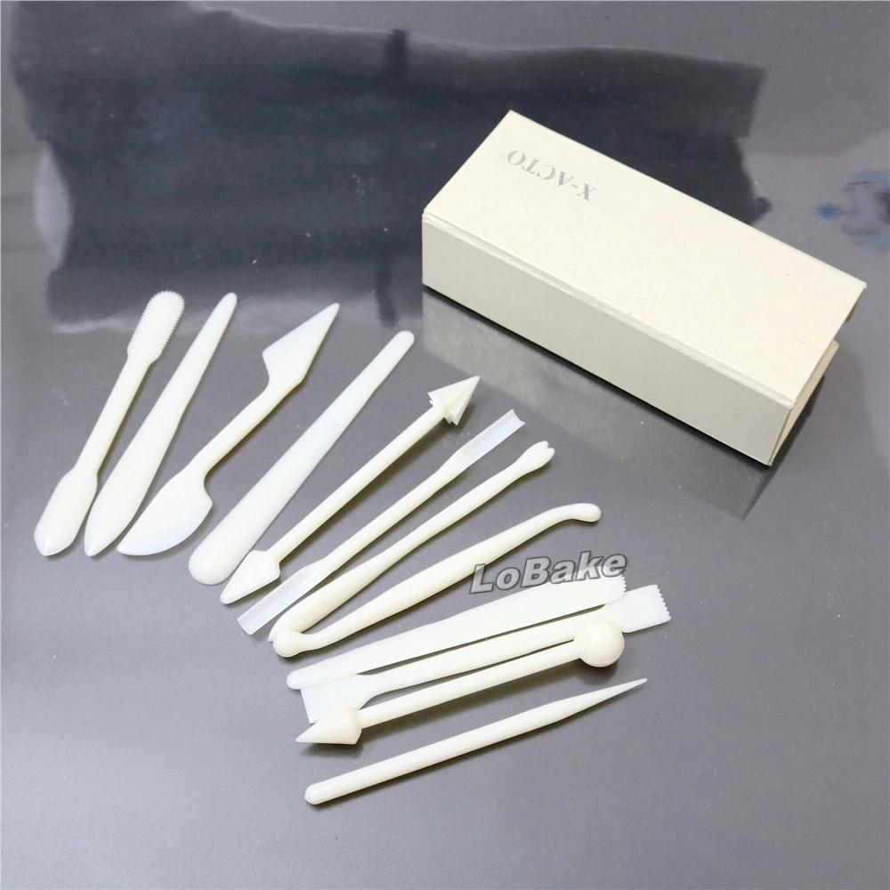 

(12pcs/set) High grade Plastic Sugarcraft knife different knives shape cake carving knife for baking fondant cake pastry tools