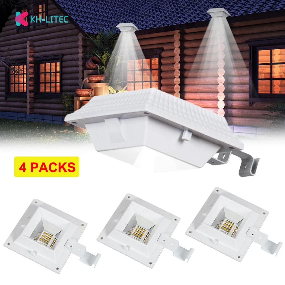 

4 PCS LED Solar Gutter Utility Outdoor Light Fence Yard Wall Gutter Pathway Garden Shed Walkways Sun Power Waterproof Lamp