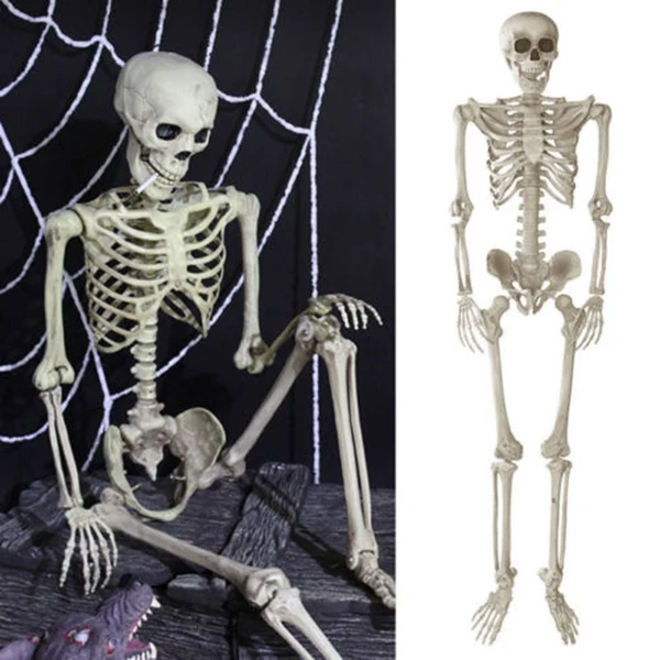 1.85m Jointed Skeleton Decoration Party Jointed Halloween Skeleton for Party Haunt House Prank Spooky Props room escape prop