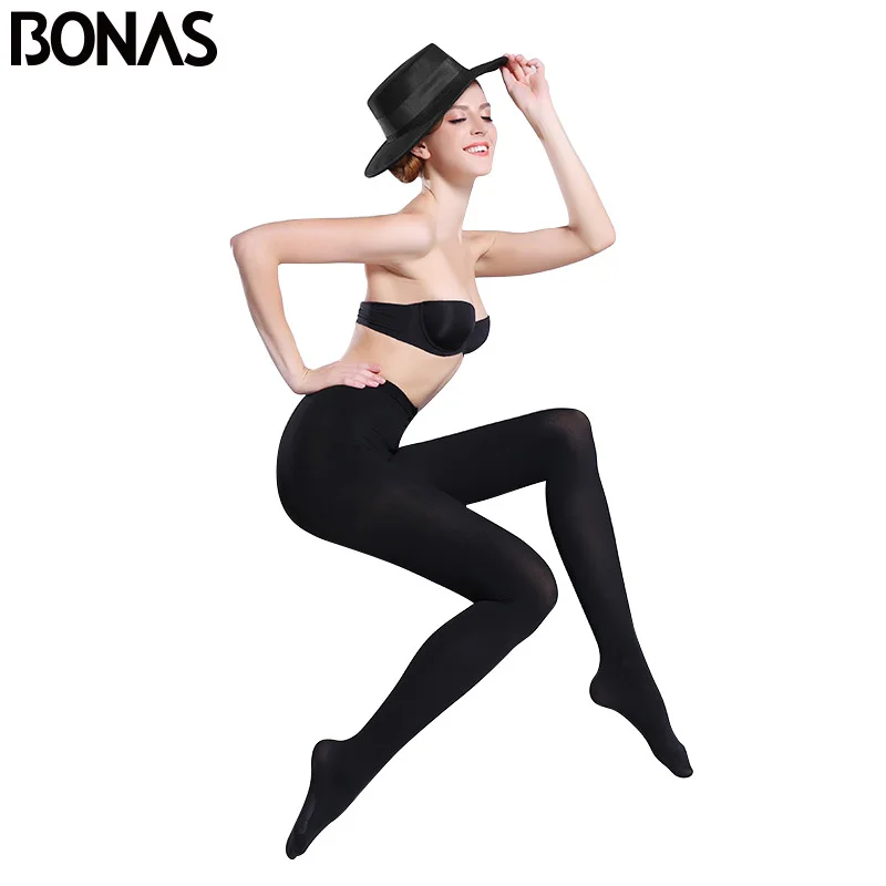 BONAS 80D Women Spring Tights High Elastic Autumn Pantyhose Women Slim Seamless Female Color Tights Collant Femme Anti Hook