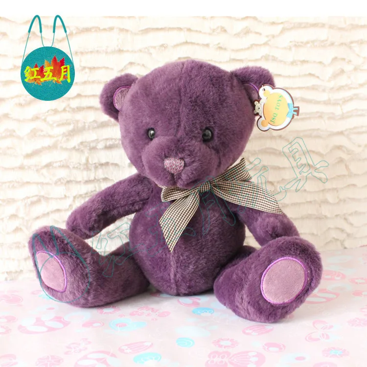 2017 New Customized Mimi Bear Lavender Bear Plush Baby Toys Bowknot Ribbon Bears Lovely Appease Toy Quality Free shipping