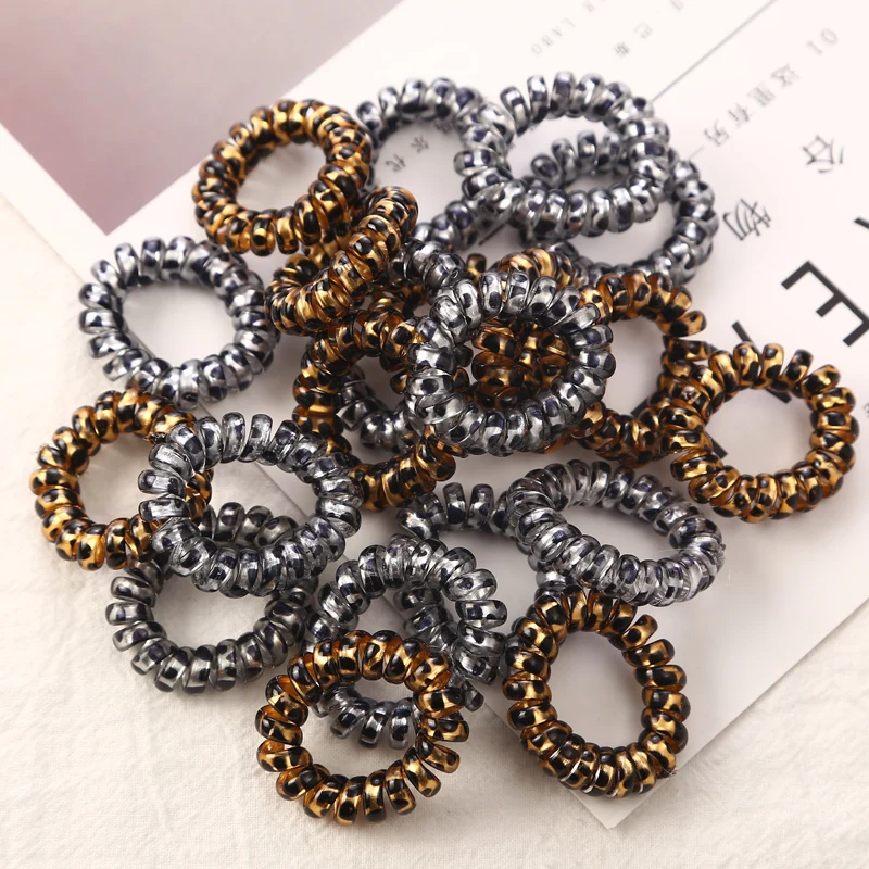 10PCS/lot 3cm Small Telephone Line Hair Ropes Girls Leopard Elastic Hair Bands Kid Ponytail Holder Tie Gum Hair Accessories