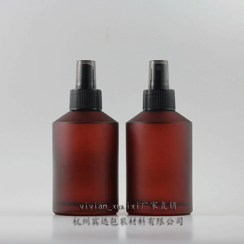 

30pcs 200 ml rose red glass frost loton container with black plastic pump ,200ml glass empty cosmetic bottle for liquid cream