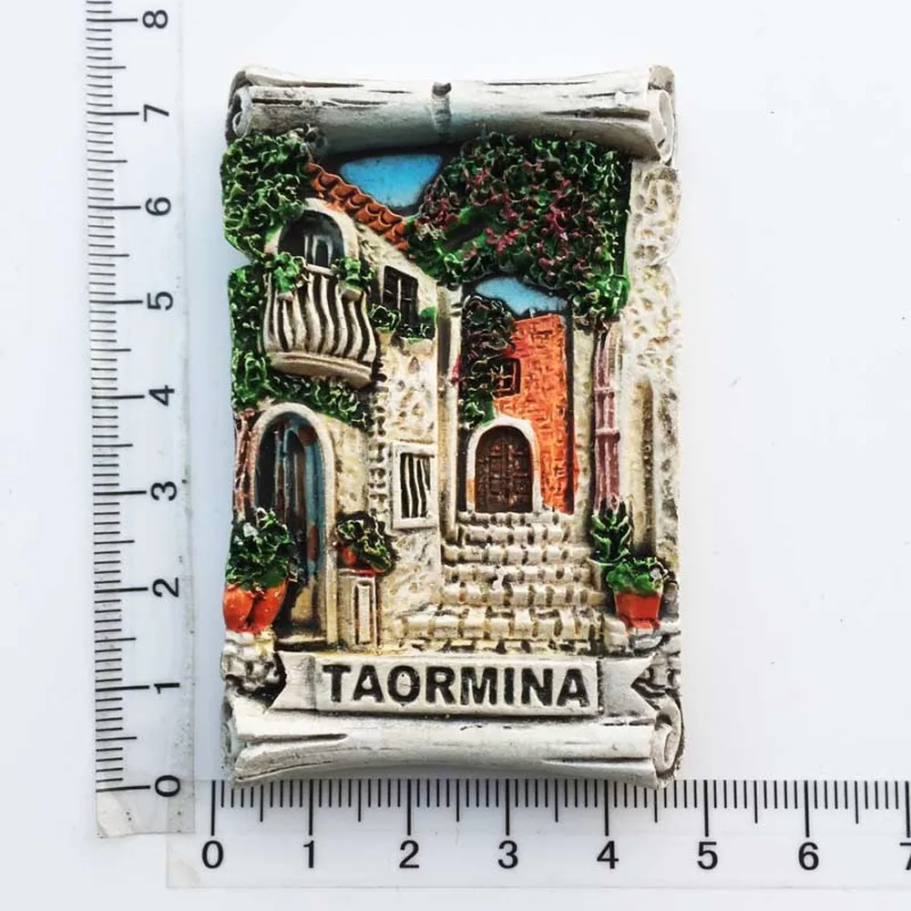 BABELEMI 1pcs Italy Sicily Taormina Street View Fridge Magnet Tourist Souvenir Refrigerator Magnets Stickers Home Decoration