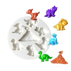 Cake Tools cute dinosaur silicone mold family Decorating Cupcake decorating Gumpaste fondant tool mould