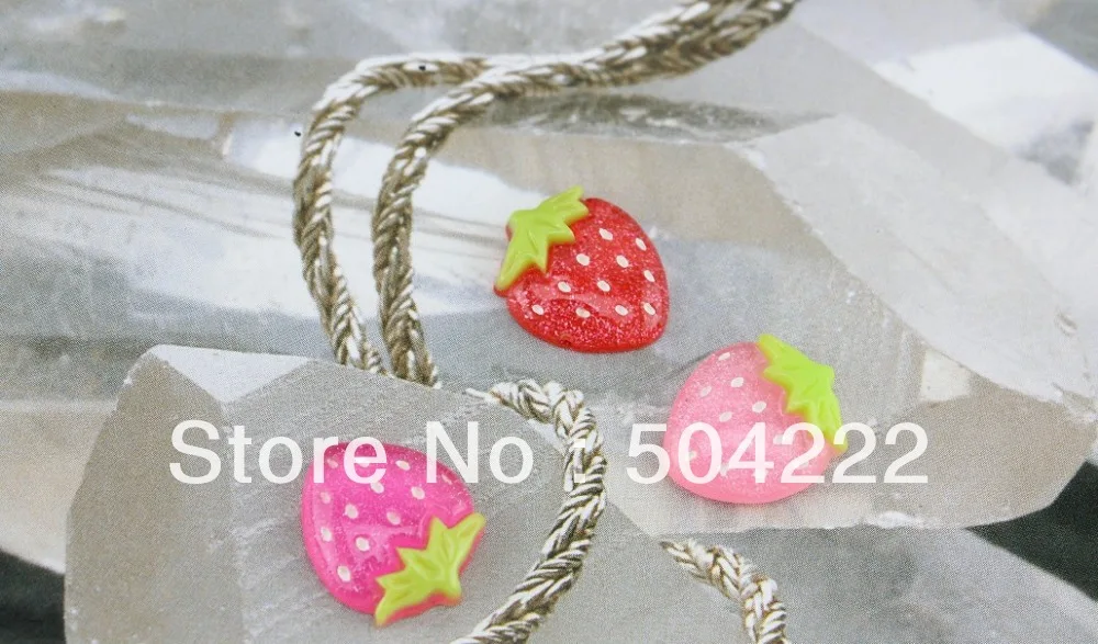 250pcs Resin kawaii glitter little polka dots Strawberries Deco cabochons Flatbacks assorted15x18mm little strawberries