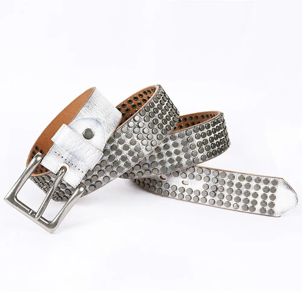 FAJARINA Unisex Quality White Clinch Bolt Decorativ Cowhide Leather Retro Styles Pin Buckle Belts 38mm Wide Accessories N17FJ548