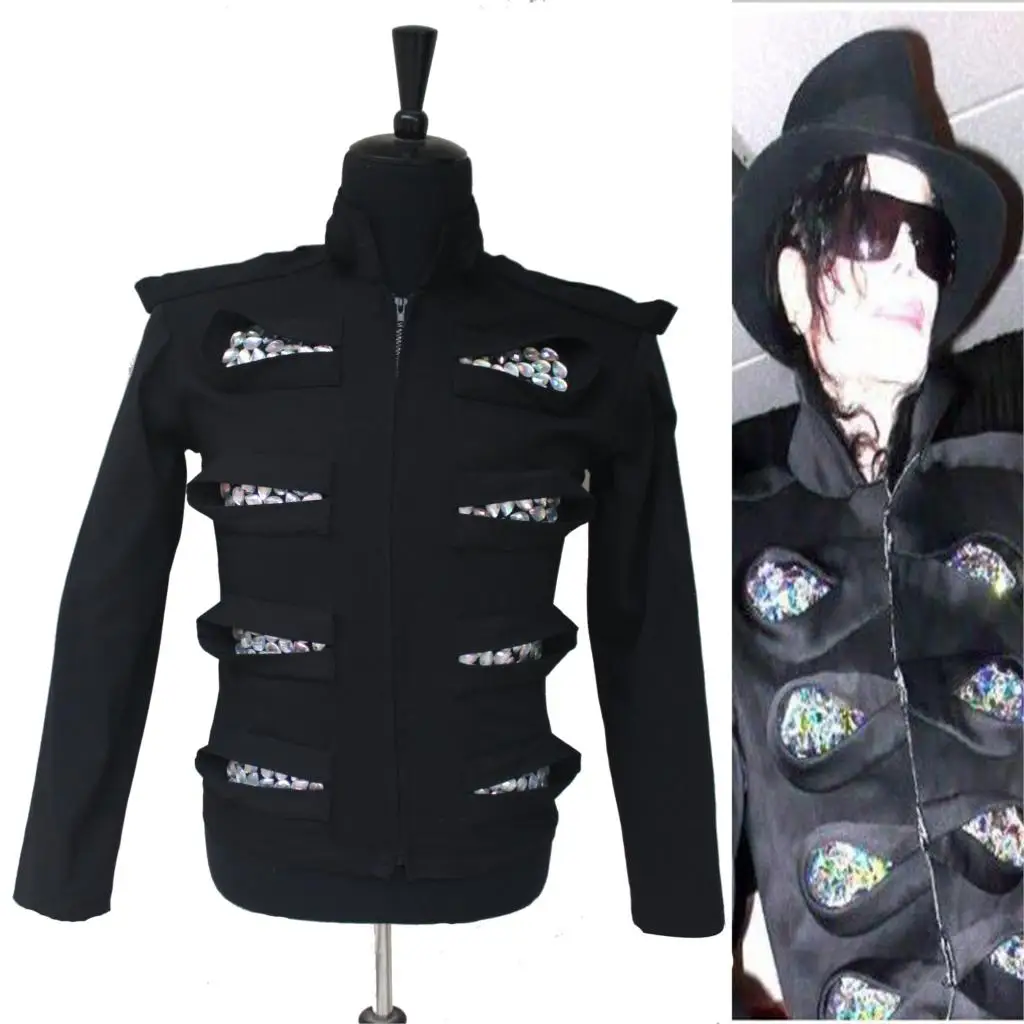 MJ Michael Jackson Rare NEW This Is It  Men in the mirror Crystal Punk Jacket For Party Performance Collection