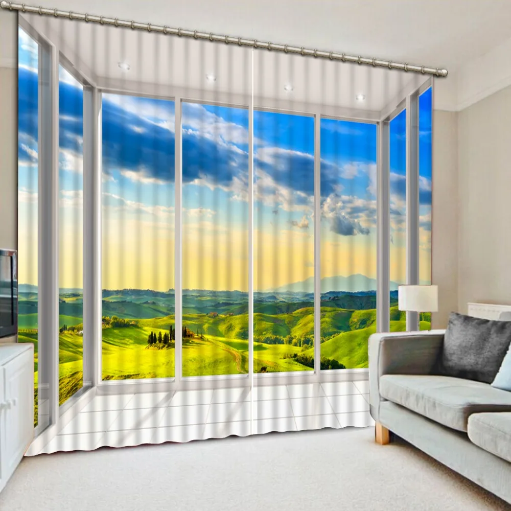 

Sunshade Window Curtain 3D Curtains balcony the natural scenery Pictures 3D Blackout Curtains For Living room