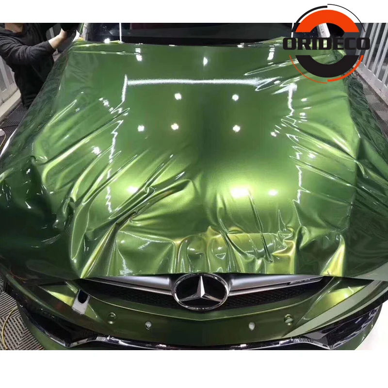 

Super Gloss metallic Mamba Green Vinyl wrap for car wrap covering film foil Air Bubble Free ORINO 1.52*20M/Roll 5x67ft