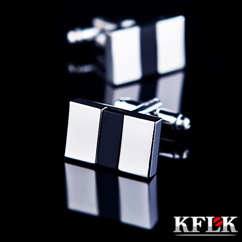 KFLK Jewelry shirt cufflink for mens Brand Black cuff link wholesale Button male High Quality Luxury Wedding Groom guests