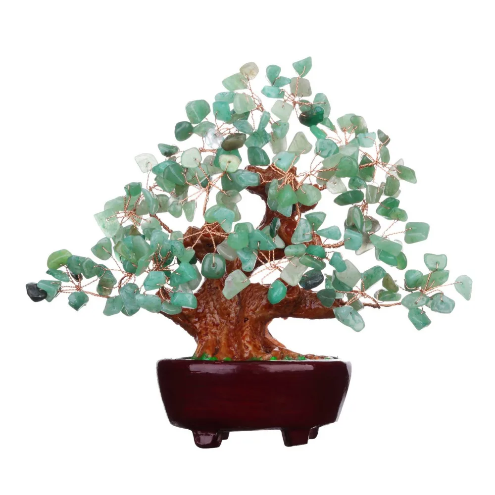 7 Inch Feng Shui Aventurine Quartz Gem Stone Money Tree Natural Green Crystal Money Tree Office Living Room Good Luck Decoration