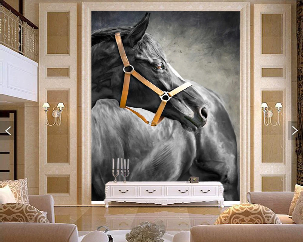 Papel de parede horse painting animal 3d wallpaper,living room sofa TV wall bedroom  wall paper home decor restaurant bar mural