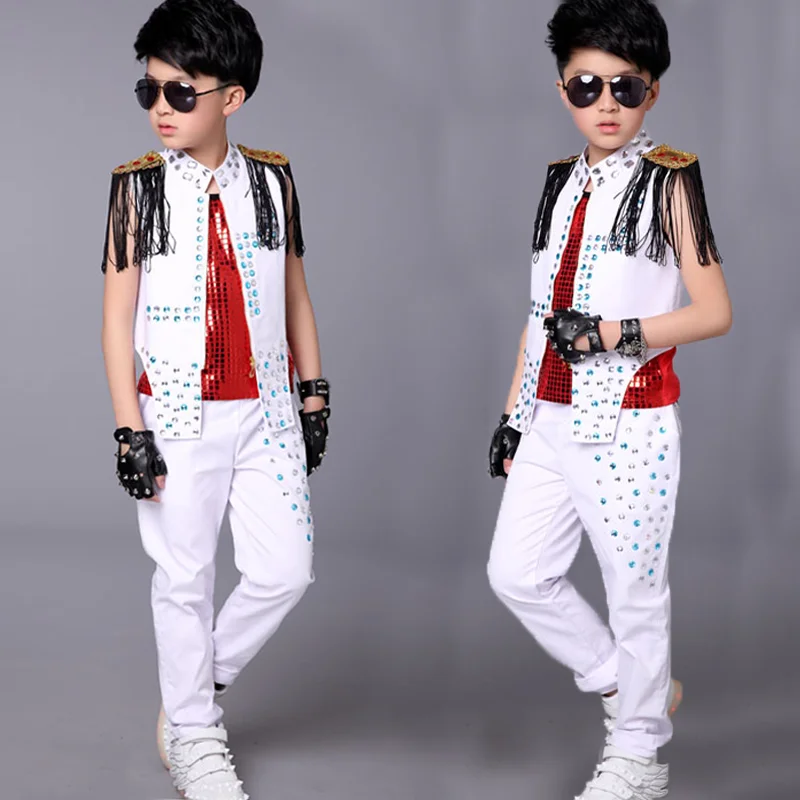 Children's Jazz Dance Costumes Boys Street Dance Hip Hop Drums Girls Embroidered Jackets Children's Show Autumn