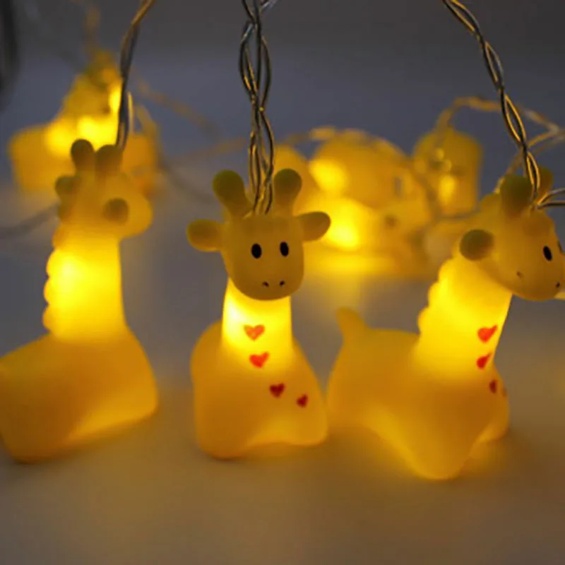 10LED Christmas LED String Light Giraffe Battery Operated Lights Night Lights Halloween for Baby Bedroom Home Decoration Lights