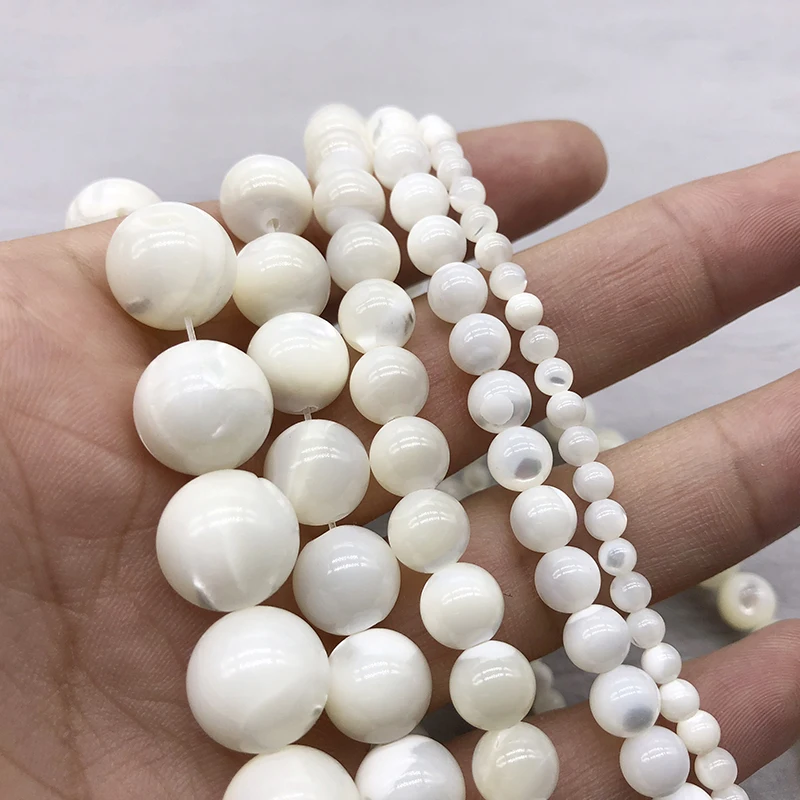 Natural Round Trochus Niloticus Top Shell Stone White Beads For Jewelry Making DIY Bracelet Necklace 4/6/8/10 mm Strand Earrings