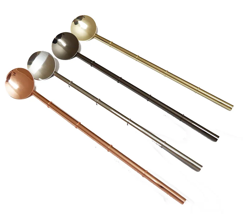 4PCS Stainless Steel Bamboo Shape Spoon Straws , Drinking Straws Drinking Metal Straws