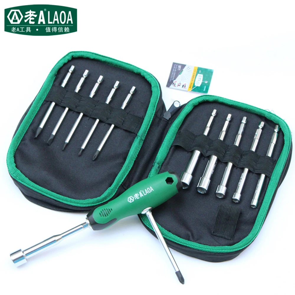LAOA 12 in 1 Multifunction Screwdriver Set Socket Screwdriver with turning T-handle High Quality Professional Repair tool