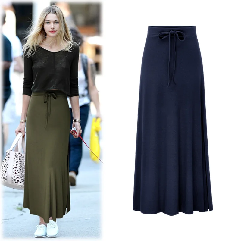 Plus Size Cotton Women Skirts Large Size 6XL Long Maxi Skirt For Women High Waist A Line Female Skirts