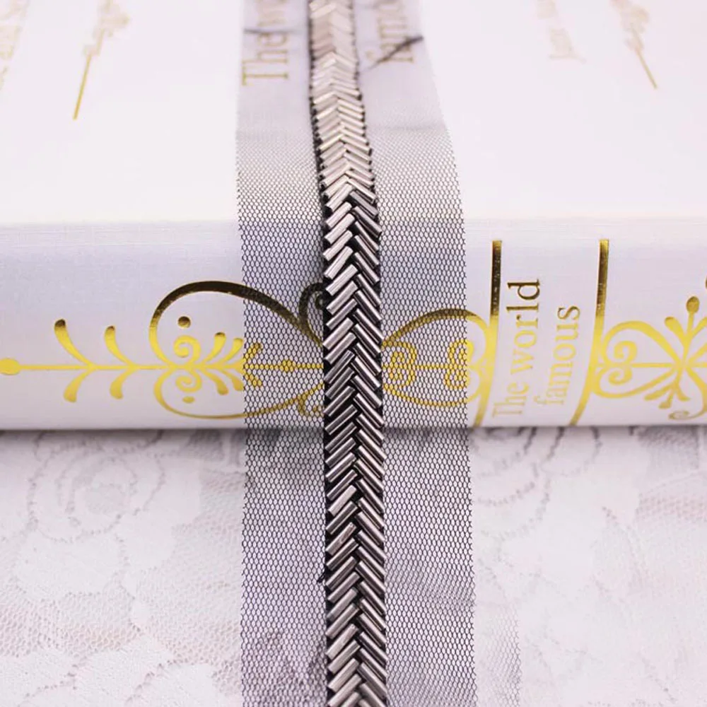 10yards Beaded Lace Trim DIY Garment Neckline Wedding Dress Clothes Mesh Bead Lace Accessories Lace Fabric Jewelry material