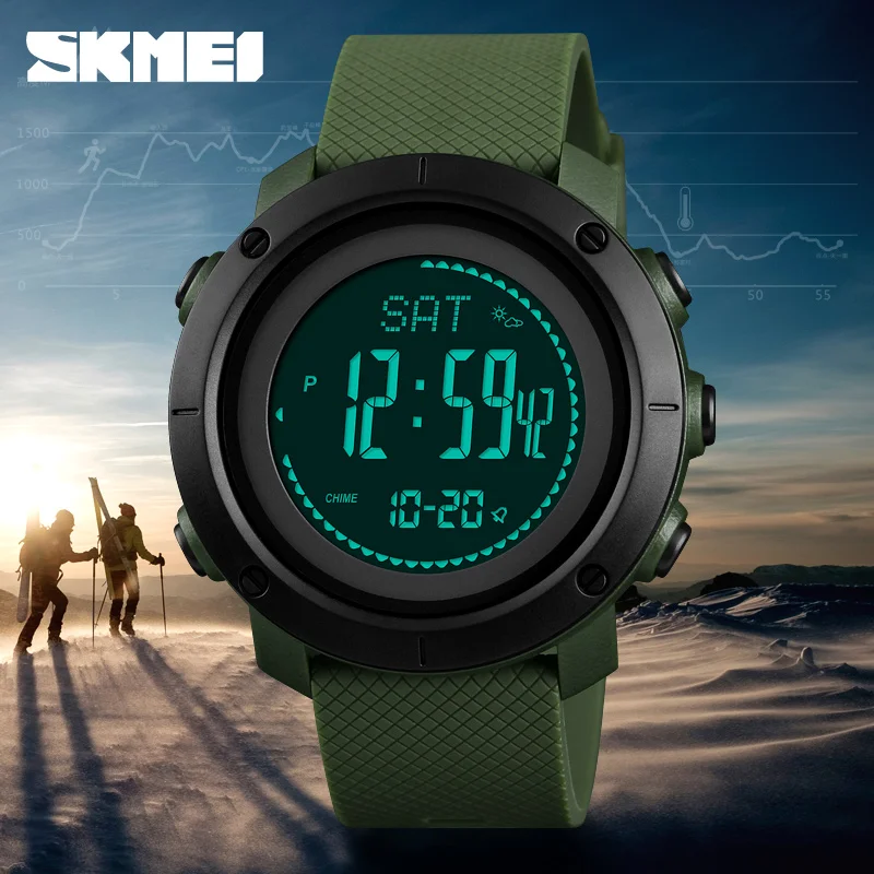 SKMEI Outdoor Compass Watches Mens Digital Sport Wristwatches For Men Thermometer Pressure Weather Tracker Watch reloj 1418 1427