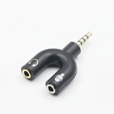 

U Type Adapter Dual 3.5 MM Headphone Plug Audio Cables Splitter Microphone 2 in 1 Swivel Connector