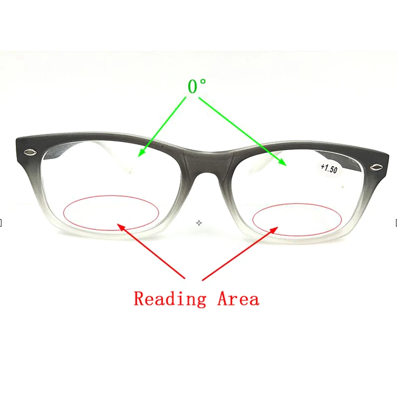 Bifocal Reading Glasses Men Women Double Light Gradient Black Rivets Frame Diopter Eyeglasses +1.0 1.5 2.0 2.5 3.0 3.5 4.0 L2