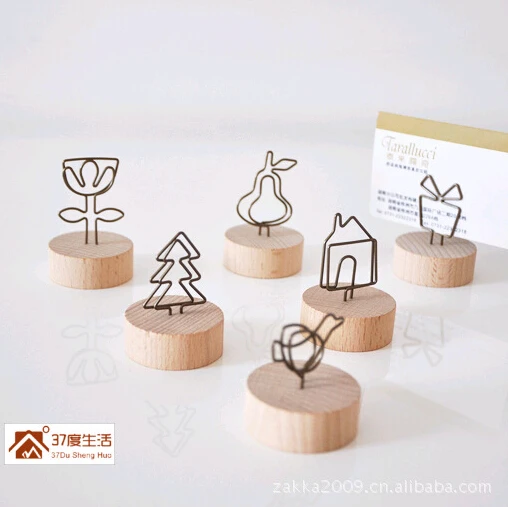 Office Organizer Logs Wire Photo Display Stand Creative Business Card Holder 5 Pieces/Lot Cute Picture Memo Clip