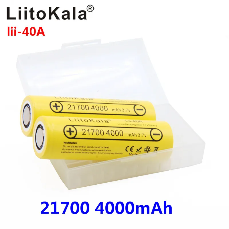 2020 LiitoKala Lii-40A 21700 4000mAh  Li-Ni Battery 3.7V 40A for High discharge Mod / Kit 3.7V 15A power 5C Rate Discharge