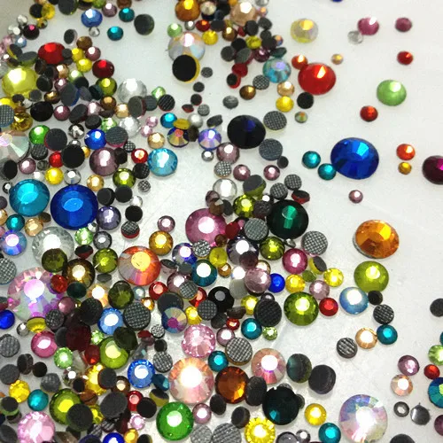 

Glitter 720pcs Mixed Sizes And Colors Iron On DMC HotFix Strass Rhinestones Flatback Glass Diamonds DIY Crafts Fabric Garments