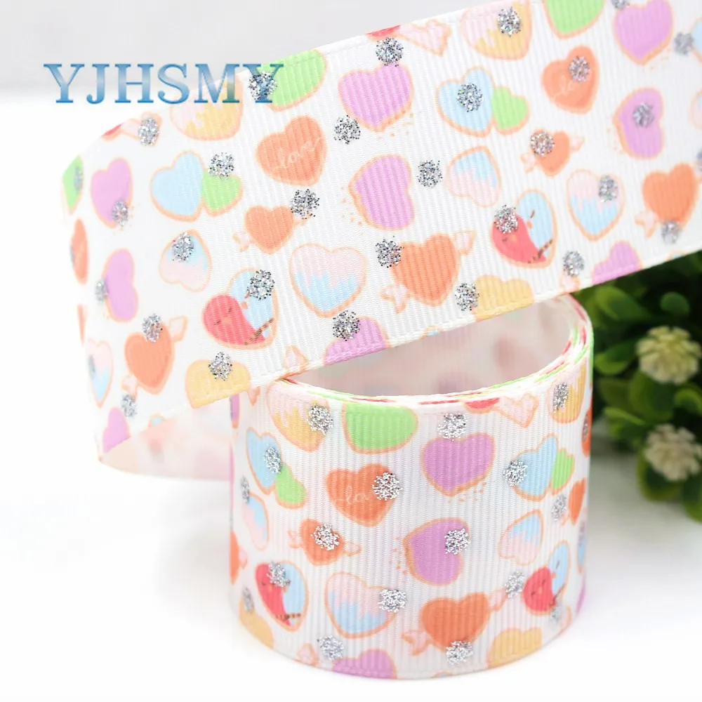 YJHSMY G-18718-646,38 mm 5 Yards  flash Cartoon Ribbons Thermal transfer Printed grosgrain Wedding Accessories DIY material