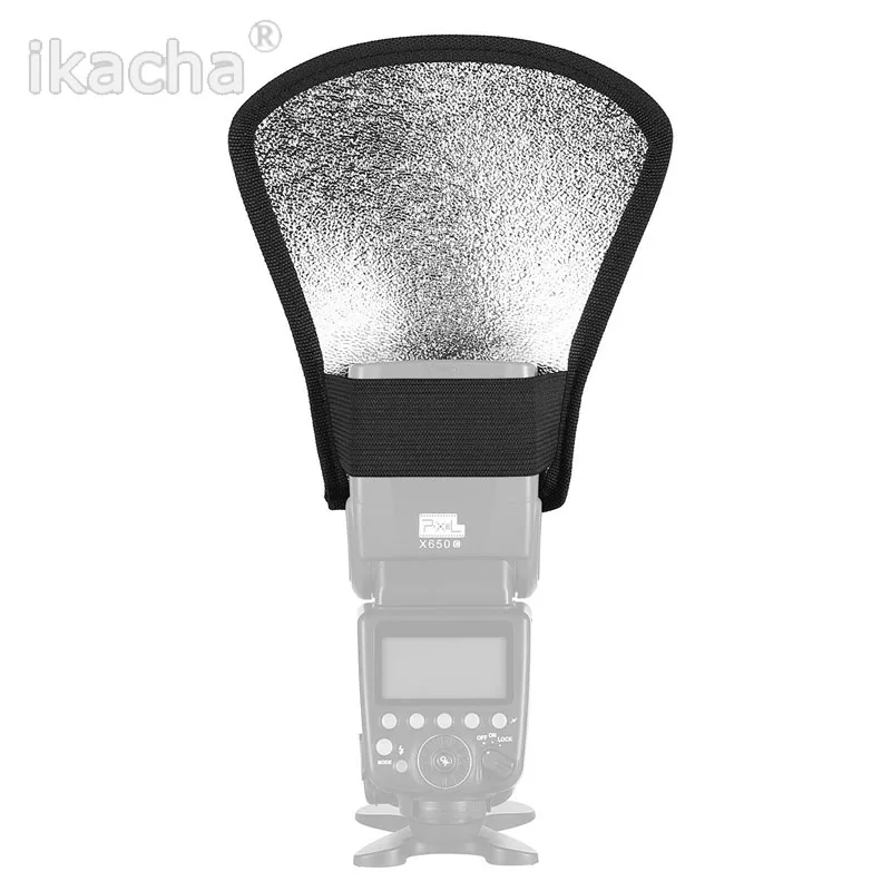 2 in 1 Silver/White Camera Flash Diffuser Softbox Photo Flash Light Reflector For Canon 580EX 550EX Cameras Size 11*18*20cm