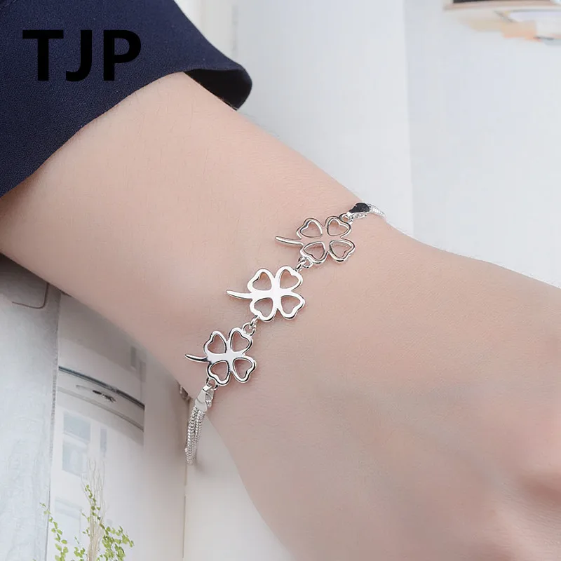 

Classic Clover Bracelet Women Jewelry Popular Silver 925 Sterling Anklets Female Girl Party Accessories Summer Bracelets Female