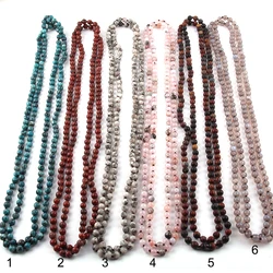 Fashion Bohemian Jewelry 150cm 6mm Semi Precious Stones Beads long Knotted Necklaces