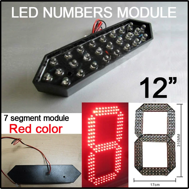 

12" Red Color Digita Numbers Module,outdoor 7 Segment Of The Modules,high Brightness Led Chip,led Billboard,clock