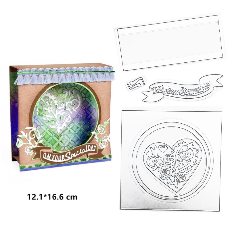 

Julyarts Heart New 2019 Background Die Metal Cutting Dies Stencils For Scrapbooking Thanks Card/Greeting Card Decor
