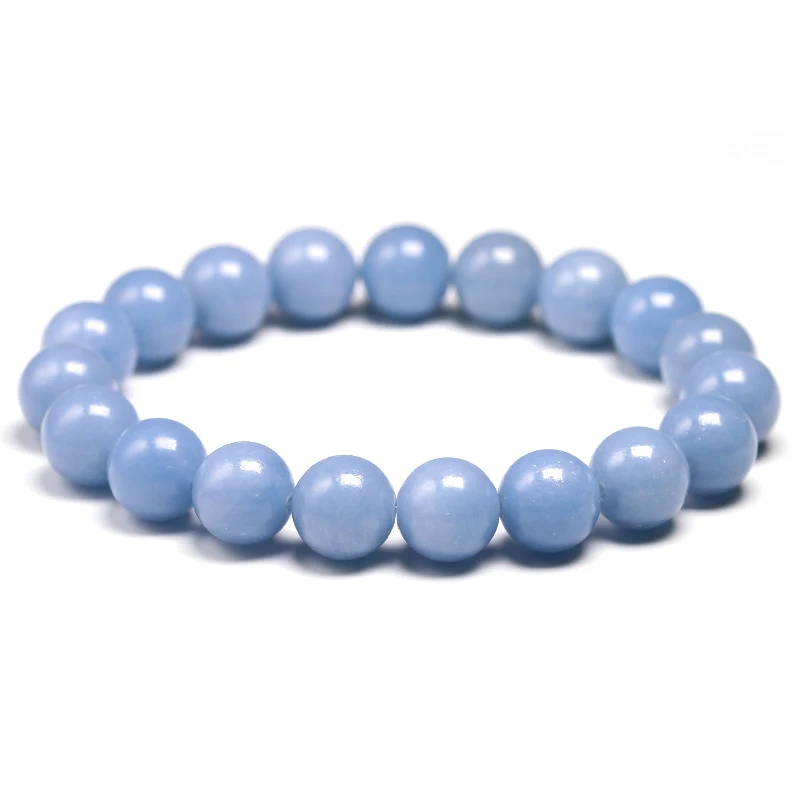 Genuine Natural Stone Peru Blue Angelite Round Beads 6 8 10MM  Bracelet For Women Men Energy Handmade Jewelry Gift