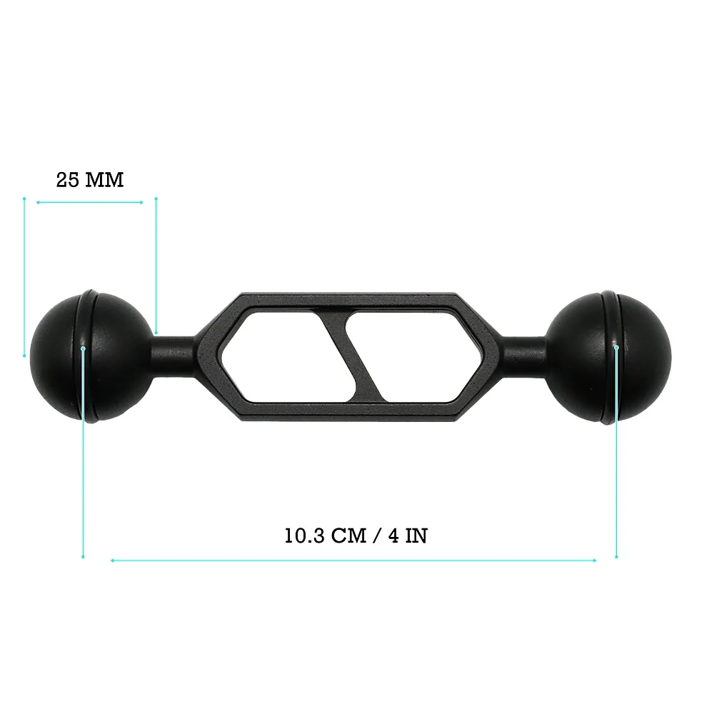 4 дюйма, 10,3 см, алюминиевая двойная однодюймовая шаровая рукоятка для подводного корпуса, Водонепроницаемый стробоскоп для фонарика