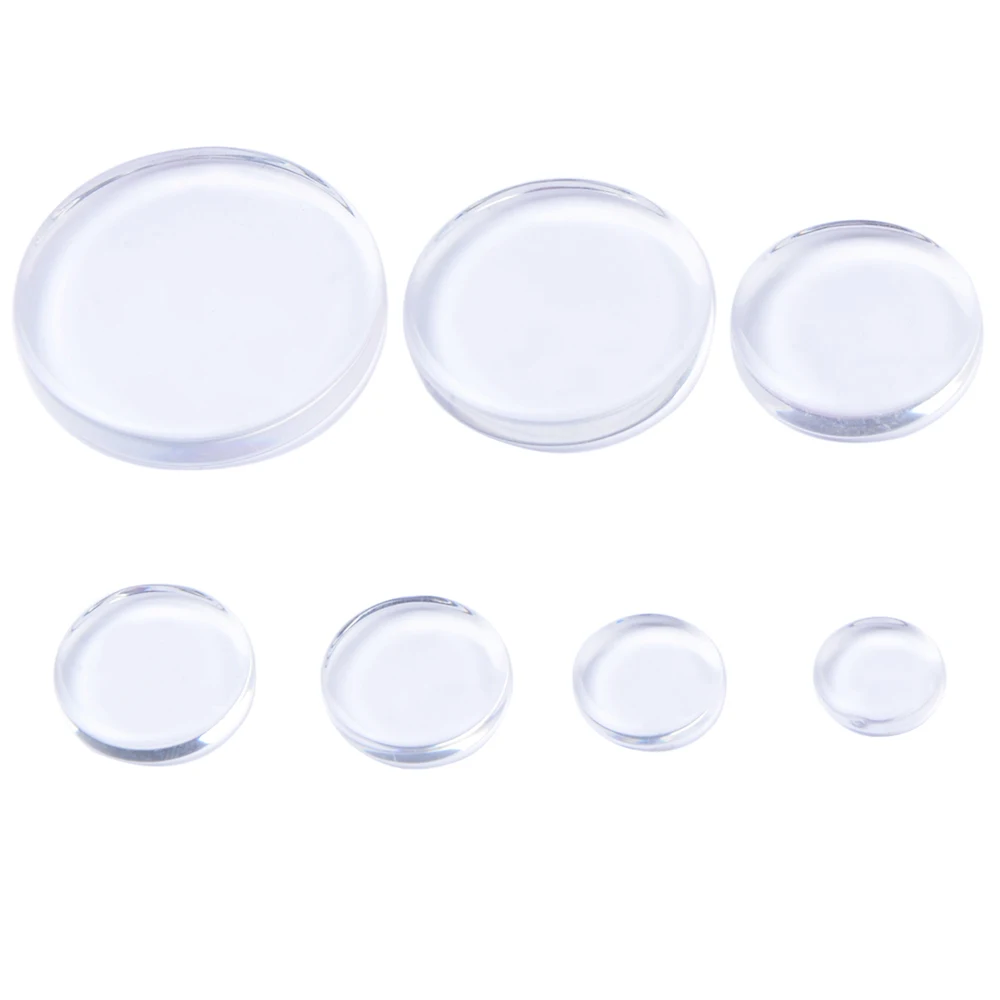 Cabochões de vidro transparente para fazer colar de pingente Cabochão Jóias, ambos os lados planos e redondos, 10mm-30mm